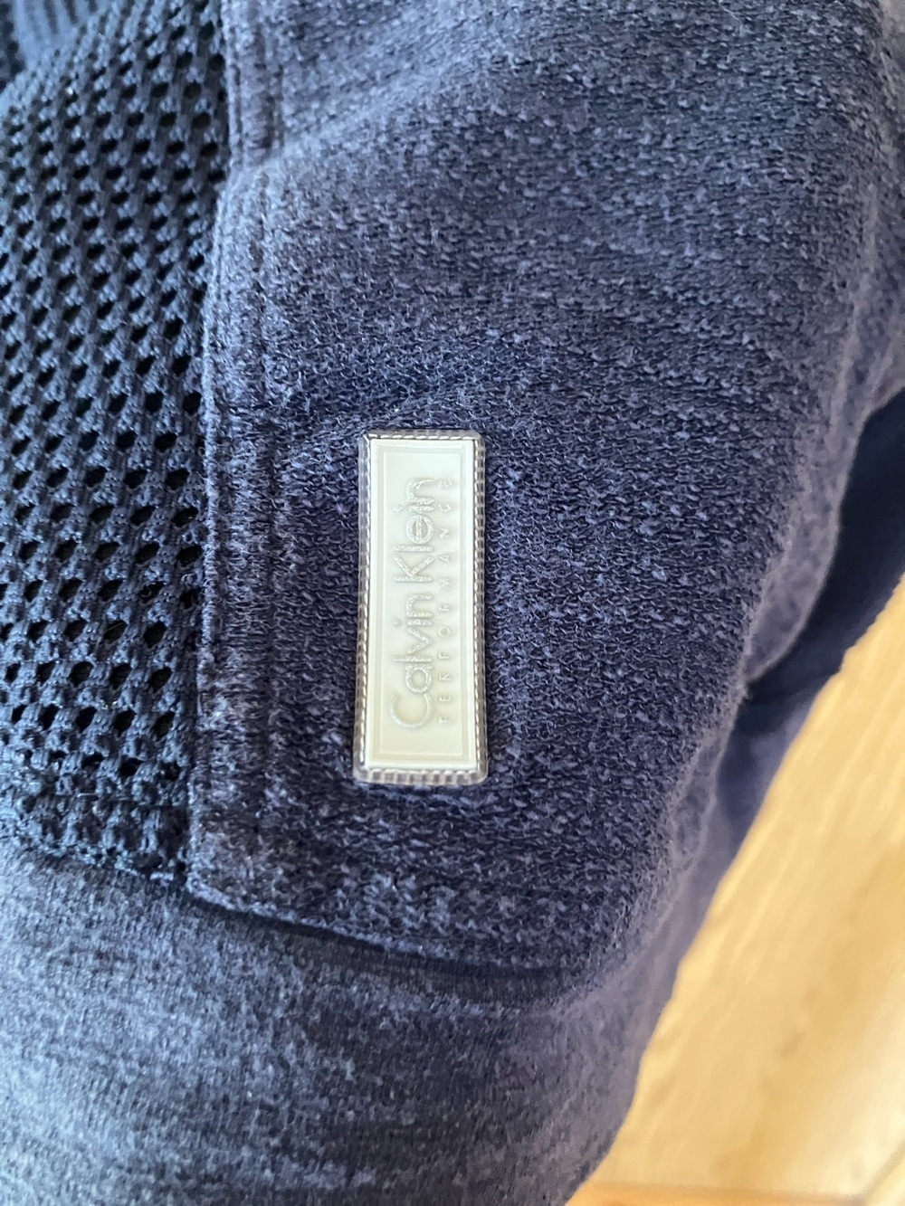 Calvin Klein Navy Short-Sleeve Mesh Knit Top - Picture 4 of 5